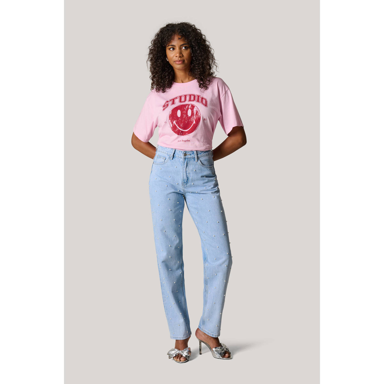 Shoeby t-shirt met printopdruk lichtroze