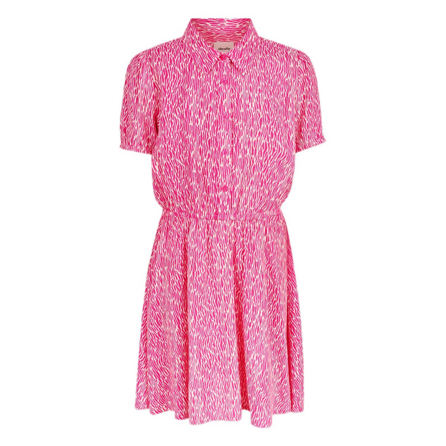 Shoeby jurk met all over print roze Meisjes Viscose Klassieke kraag All over print 122 128