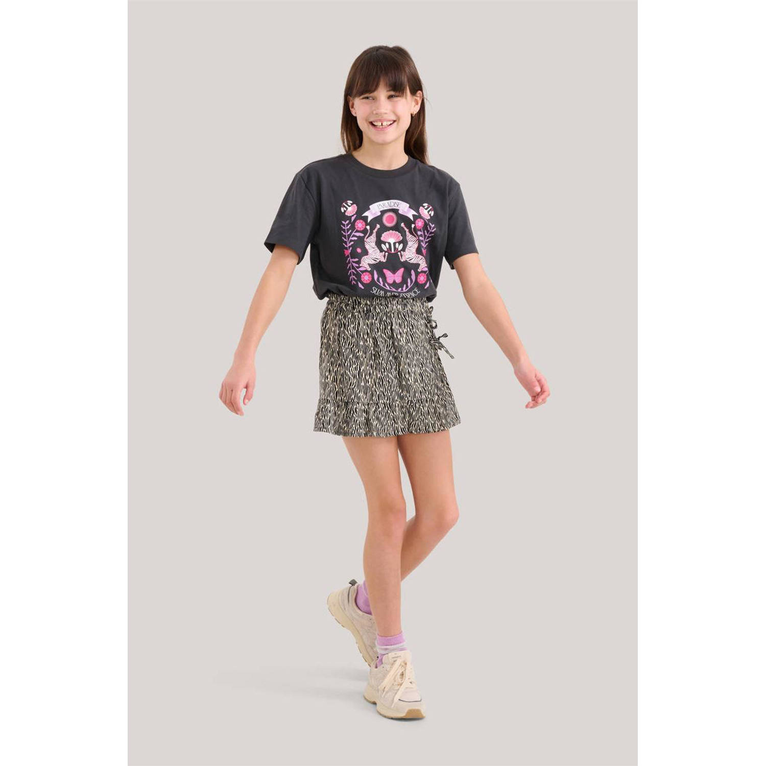 Shoeby skort met all over print zwart wit