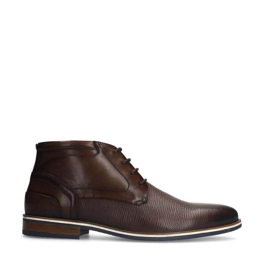 Donkerblauwe heren Manfield leren veterschoenen
