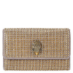 telefoontasje Kensington met studs en pied-de-poule print zwart/wit