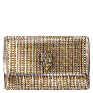 telefoontasje Kensington met studs en pied-de-poule print zwart/wit