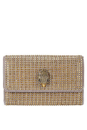 telefoontasje Kensington met studs en pied-de-poule print zwart/wit