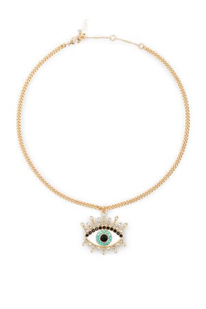 ketting Evil Eye Pendant met strass goudkleurig