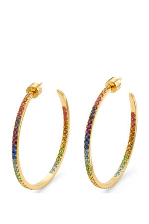 oorbellen Rainbow Hoops met strass goudkleurig
