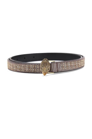 riem Eagle met studs en pied-de-poule print zwart/wit