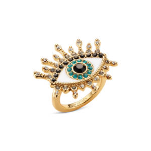 ring Evil Eye met strass goudkleurig