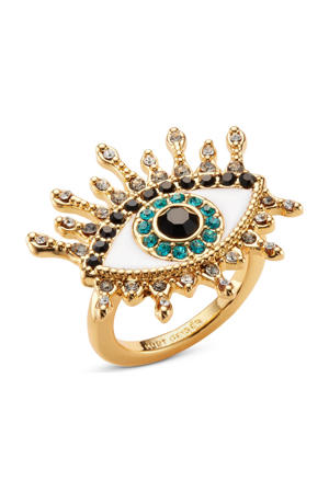 ring Evil Eye met strass goudkleurig