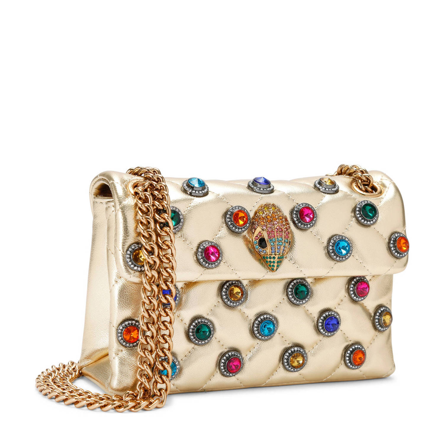 Kurt Geiger leren crossbody tas Kensington met sierstenen goudkleurig