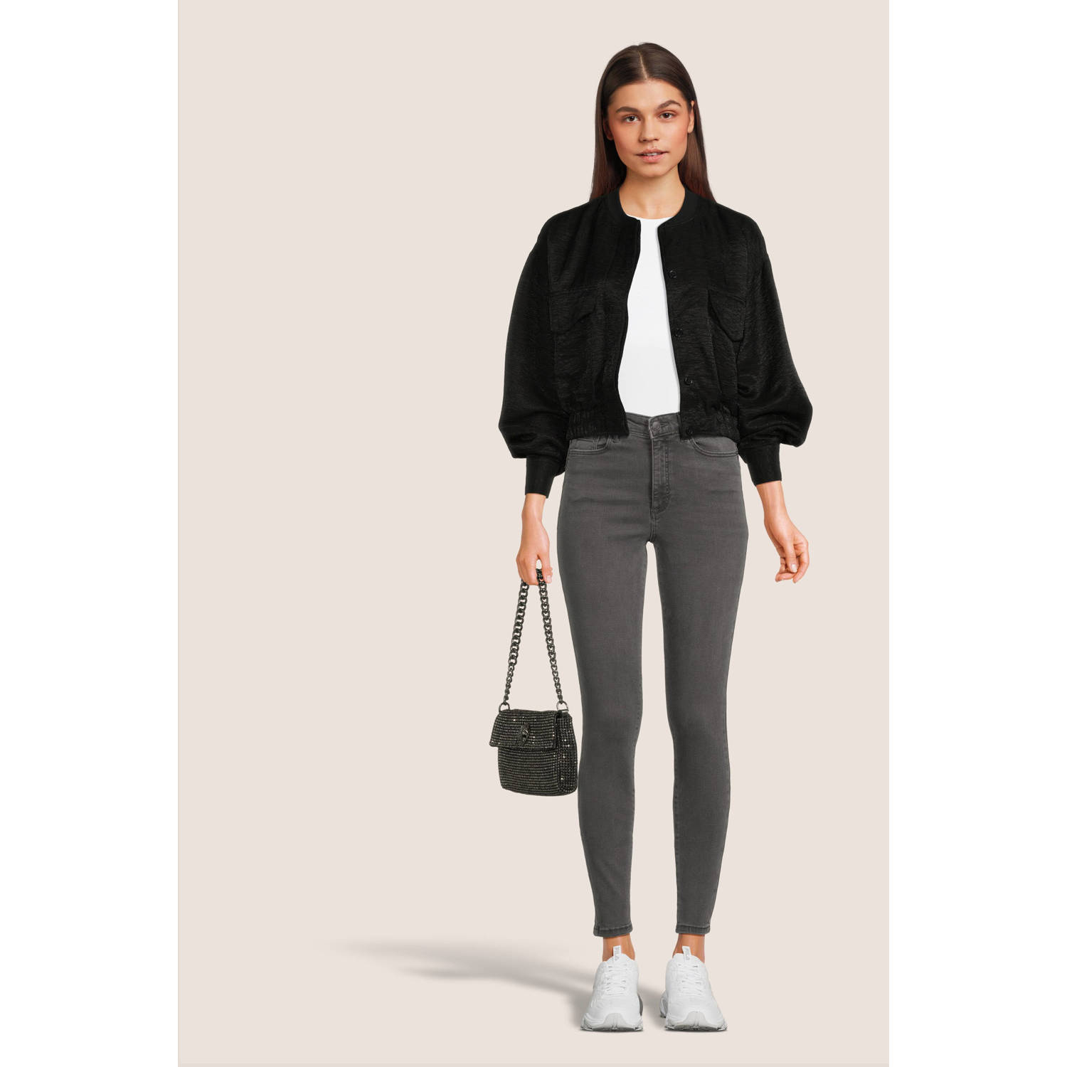 Kurt Geiger schoudertas met strass zilverkleurig