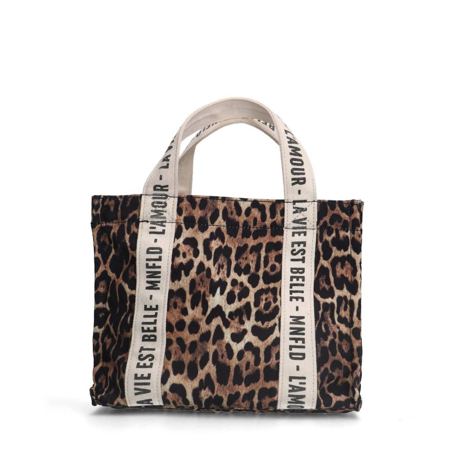 Manfield mini shopper met panterprint bruin