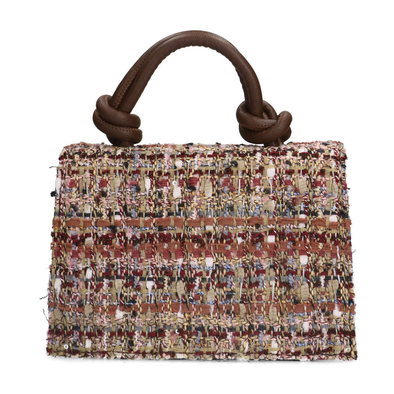 Manfield tweed crossbody tas bruin roze