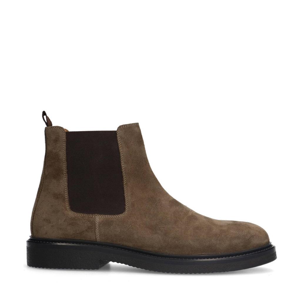 Taupe heren Manfield suède chelsea boots met elastische inzet