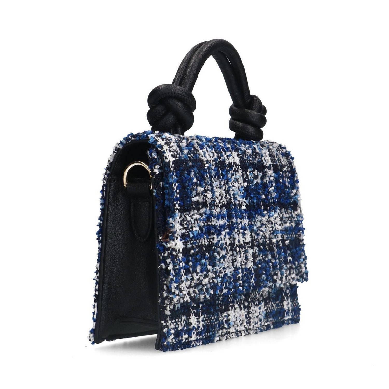 Manfield tweed crossbody tas blauw