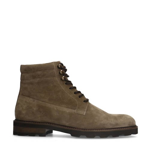 Manfield suède veterboots taupe afbeelding
