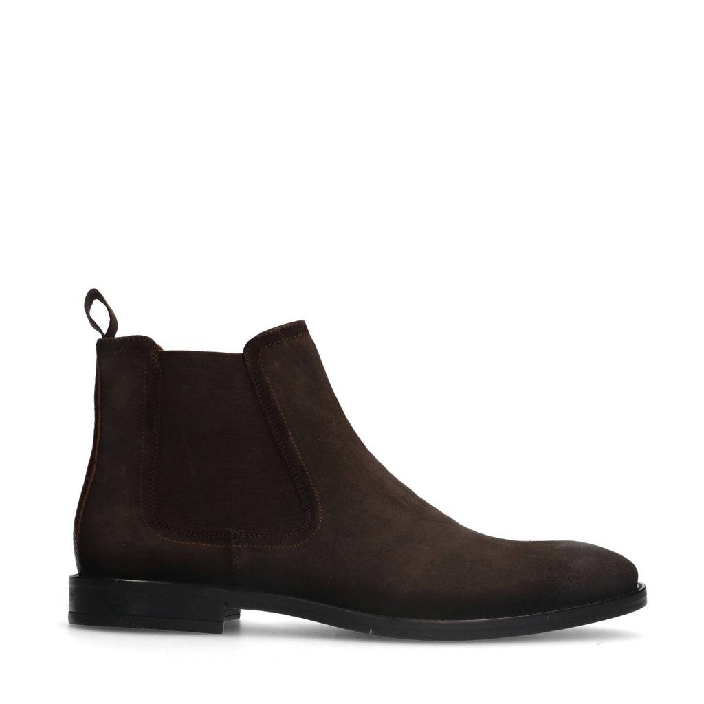 Bruine heren Manfield suède chelsea boots met elastische inzet