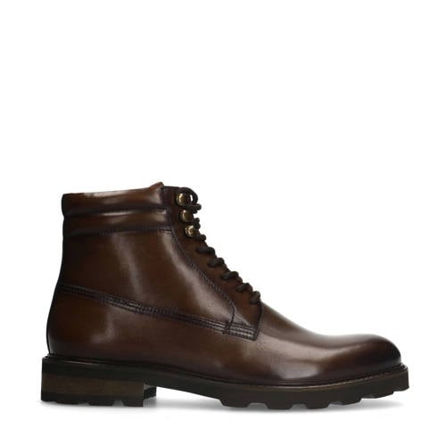 Manfield leren veterboots bruin afbeelding