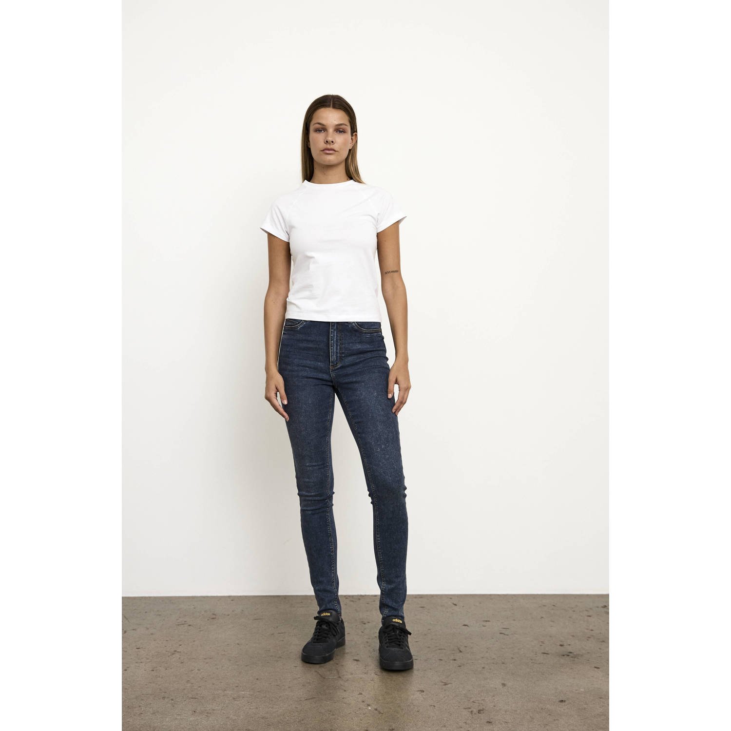 NOISY MAY high waist skinny jeans dark blue denim