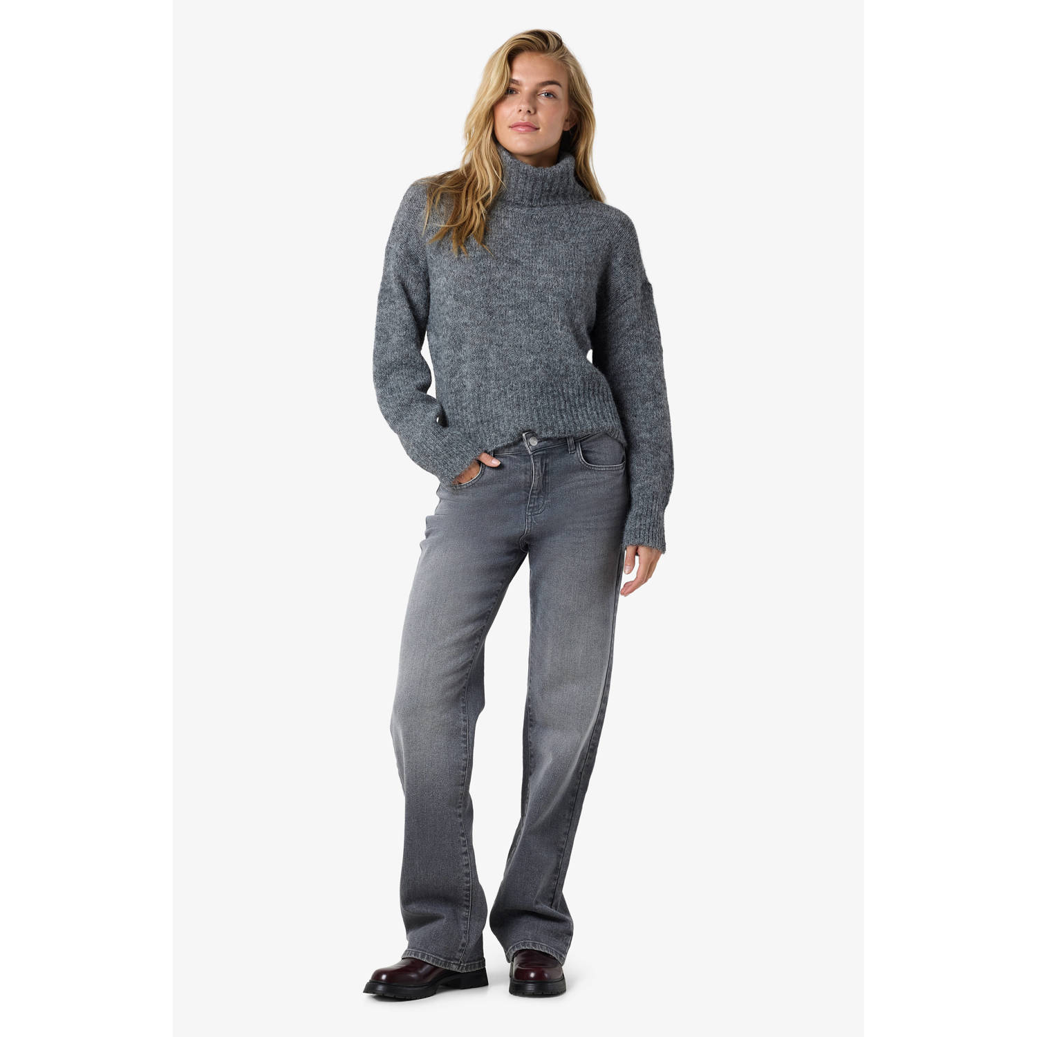 NOISY MAY wide leg jeans grey denim
