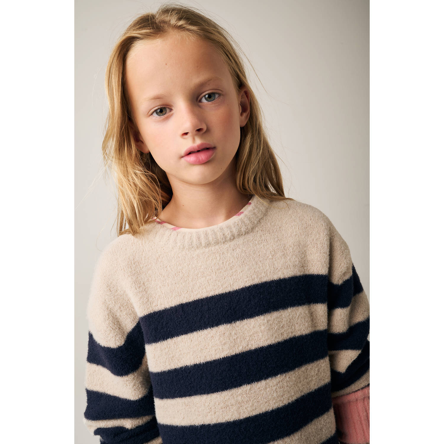 Tumble 'n Dry gestreepte sweater Saint Gervais met wol wit oranje