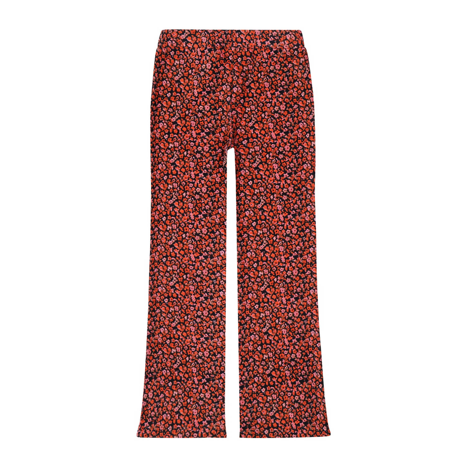 Tumble 'n Dry gebloemde flared broek Valloire donkerblauw oranje roze