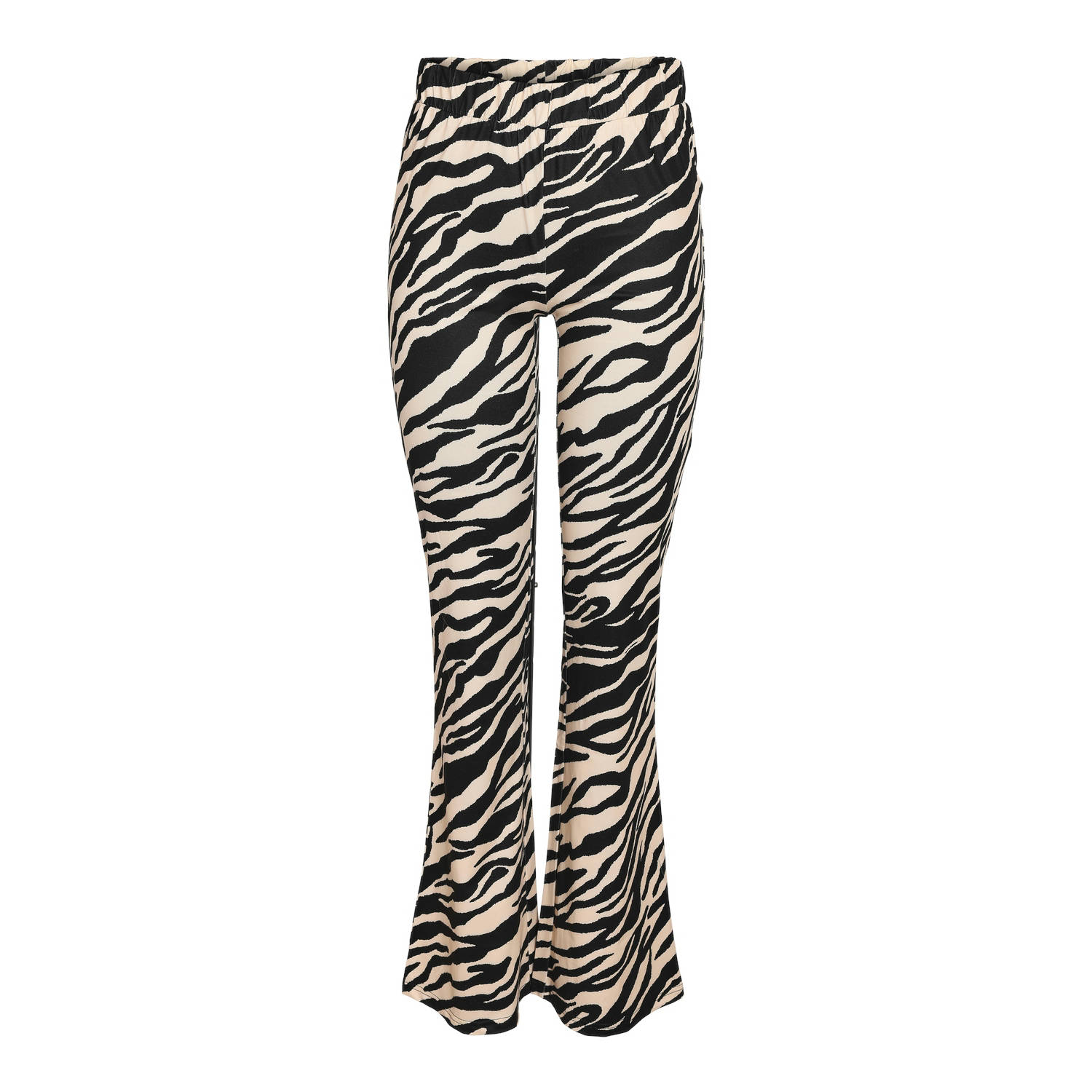 NOISY MAY high waist flared broek met zebraprint zwart wit