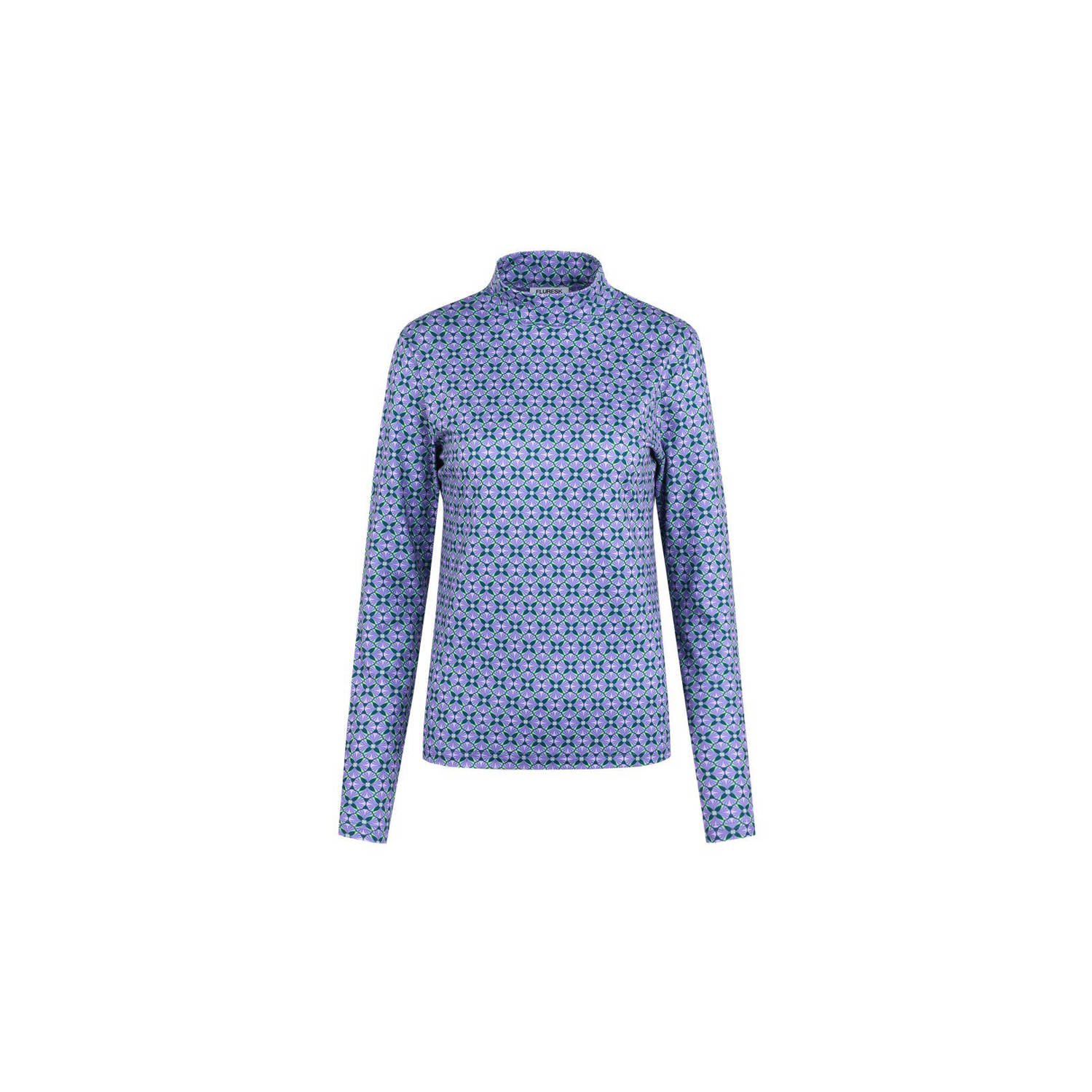 FLURESK top Tyra met grafische print lila