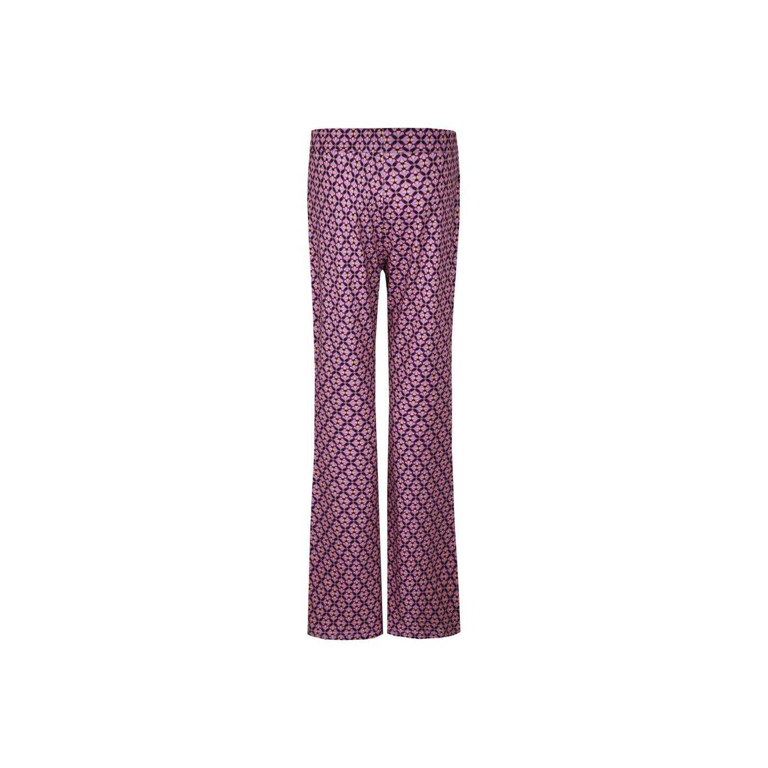 FLURESK high waist flared broek met grafische print zwart lila