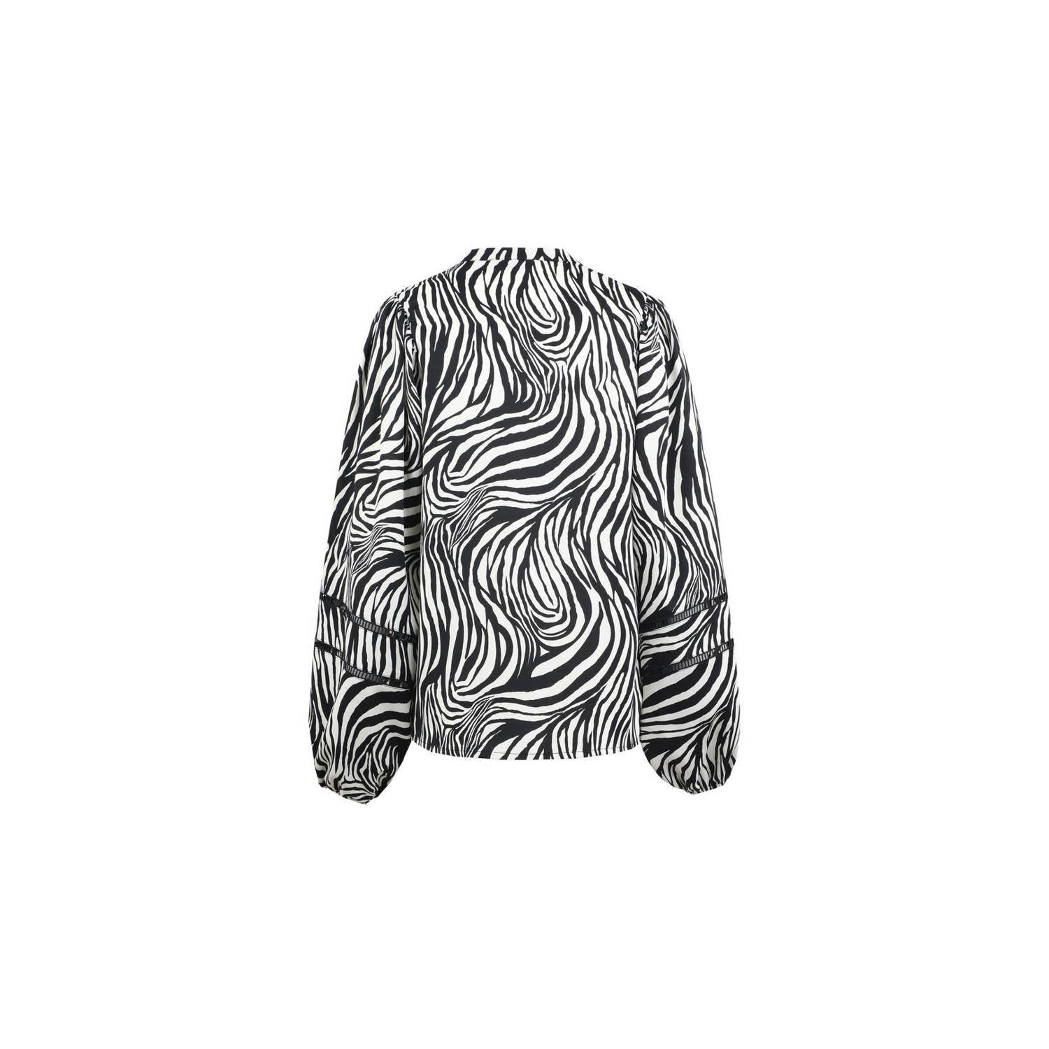 FLURESK blouse Taylor met zebraprint zwart wit