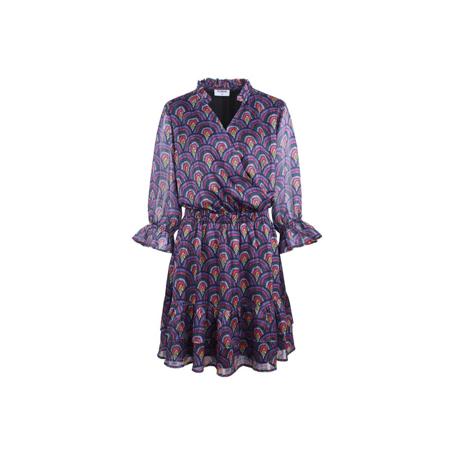FLURESK jurk Regan met grafische print multi