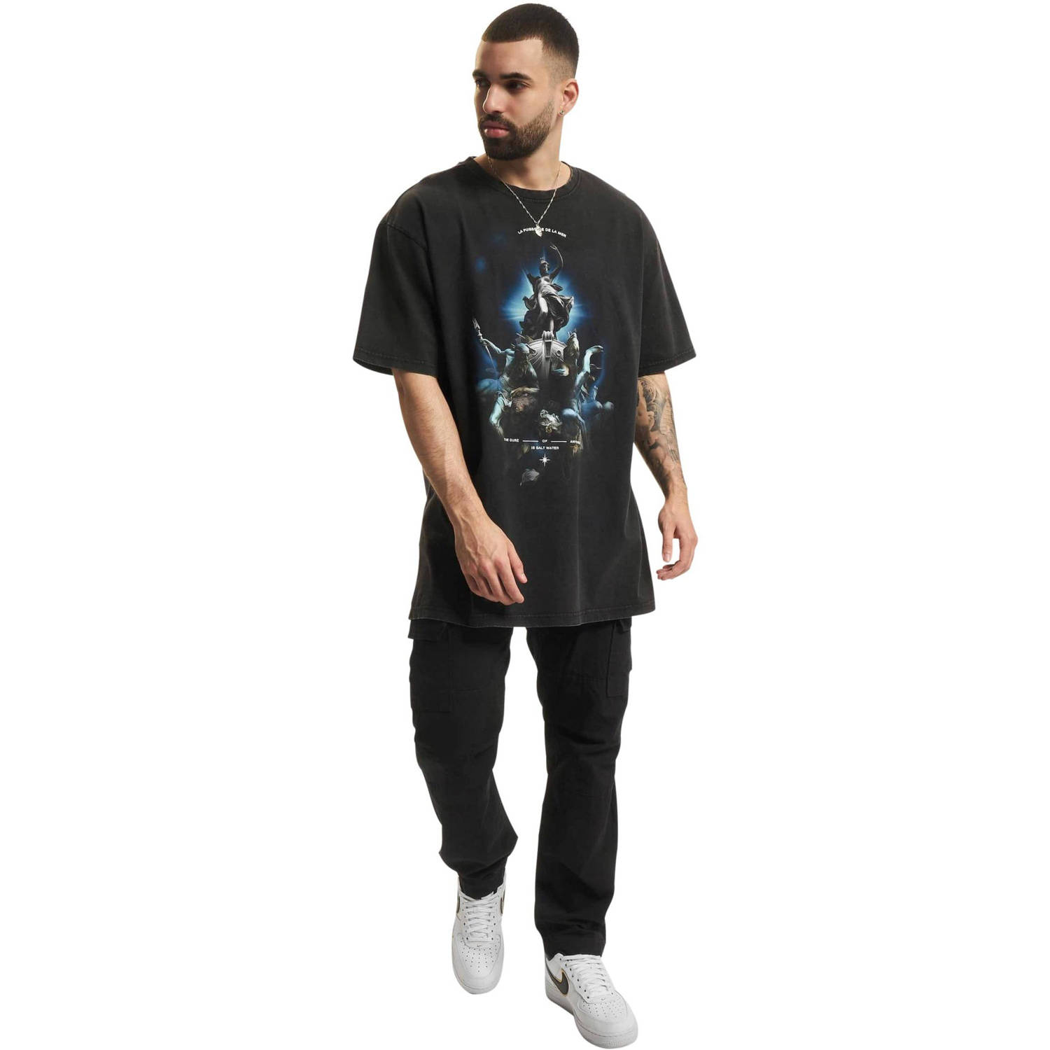 Mister Tee T-shirt met printopdruk grijs