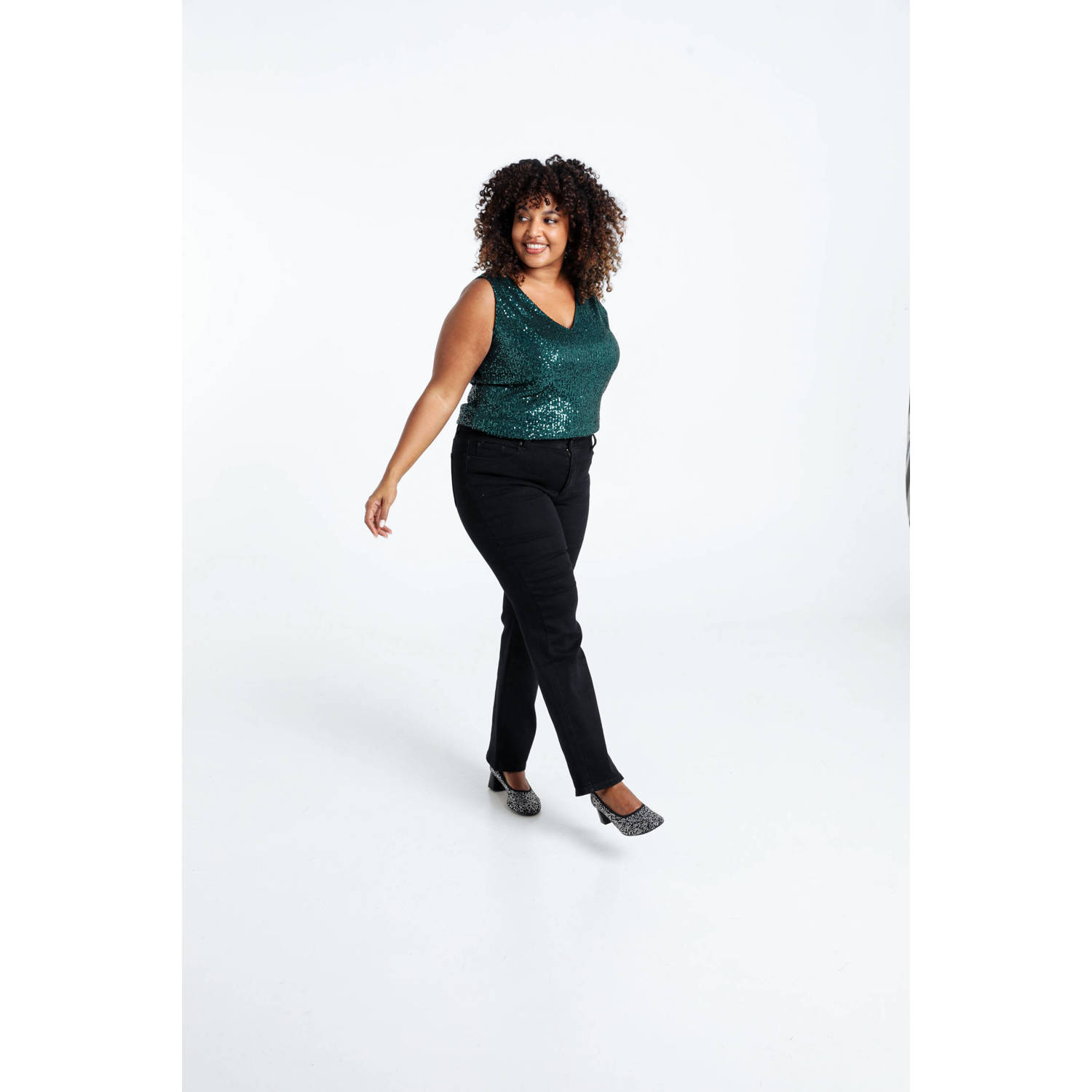 Paprika regular waist flared jeans zwart