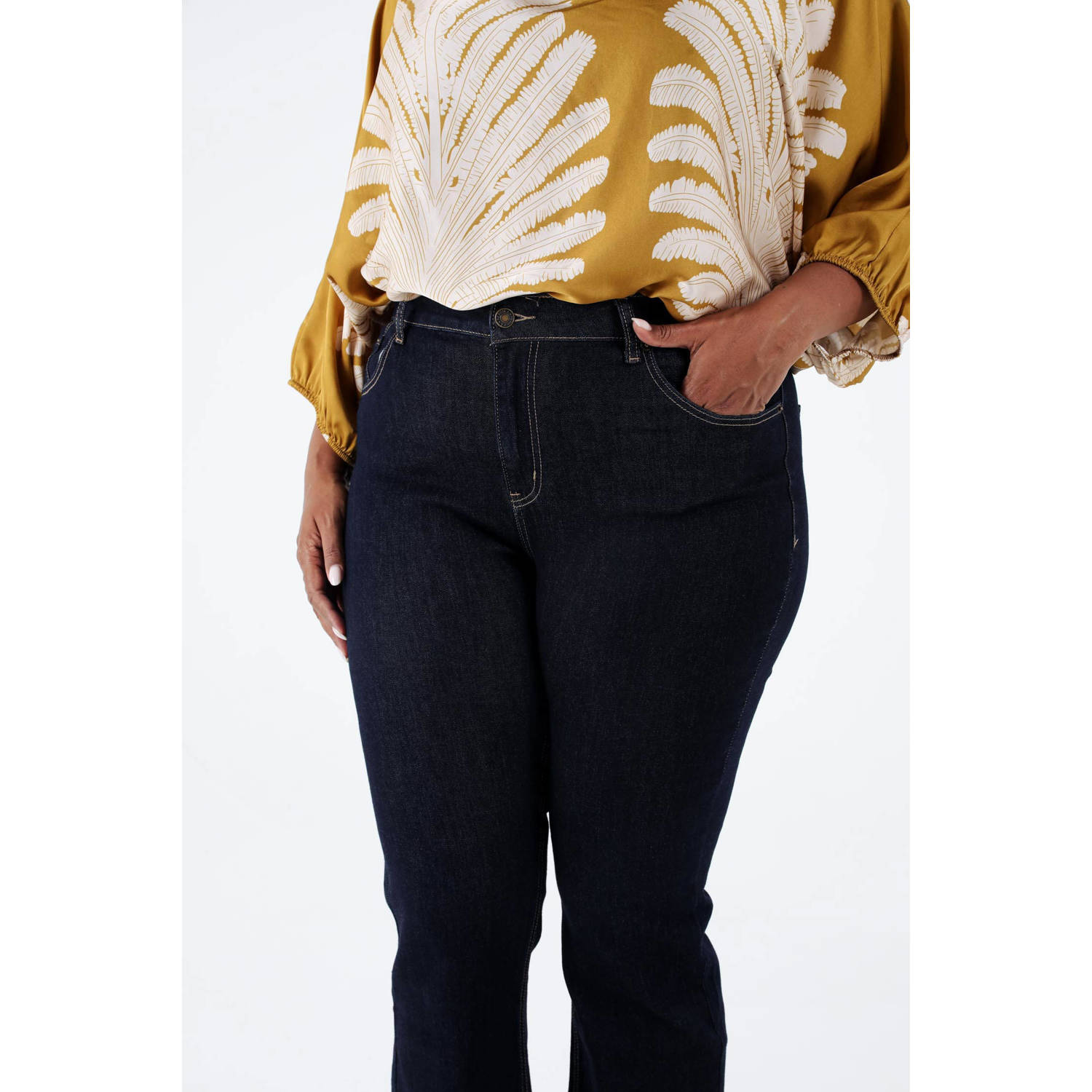 Paprika regular waist flared jeans dark blue denim