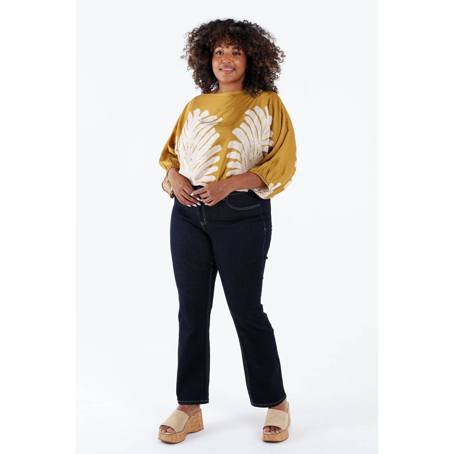 Paprika regular waist flared jeans dark blue denim
