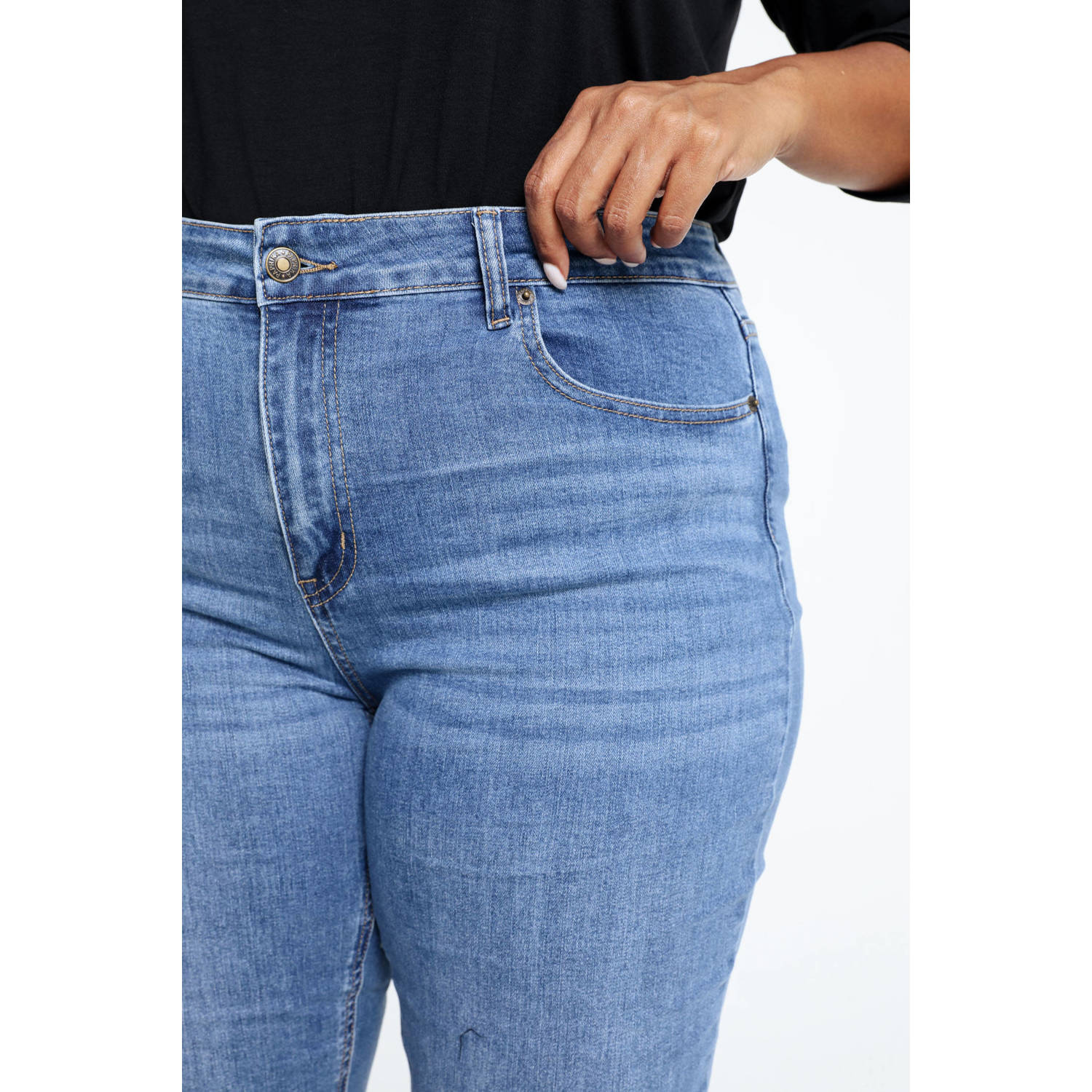 Paprika regular waist flared jeans medium blue denim