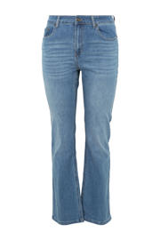 thumbnail: Medium blue denim dames Paprika regular waist flared jeans van denim met rits- en knoopsluiting en effen