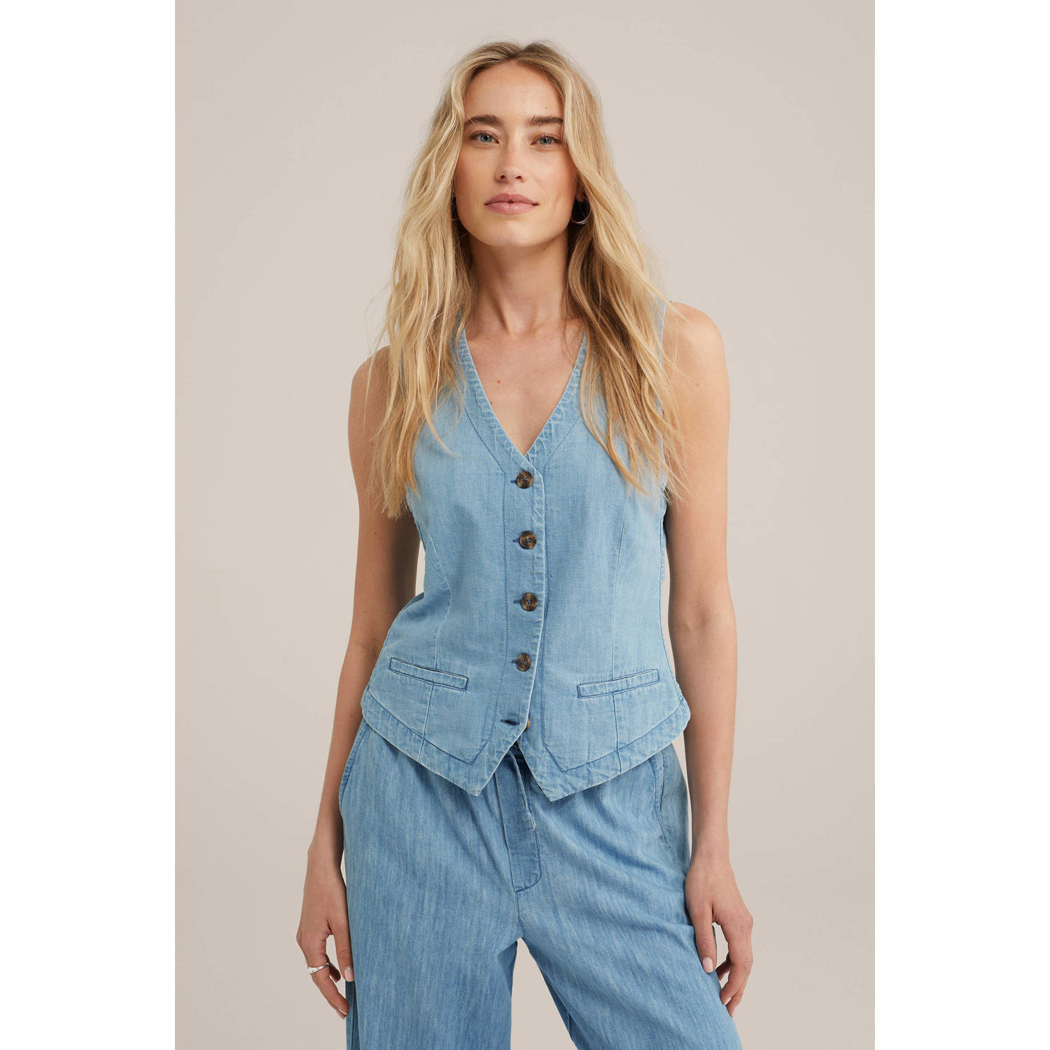 WE Fashion Blue Ridge gilet light blue denim