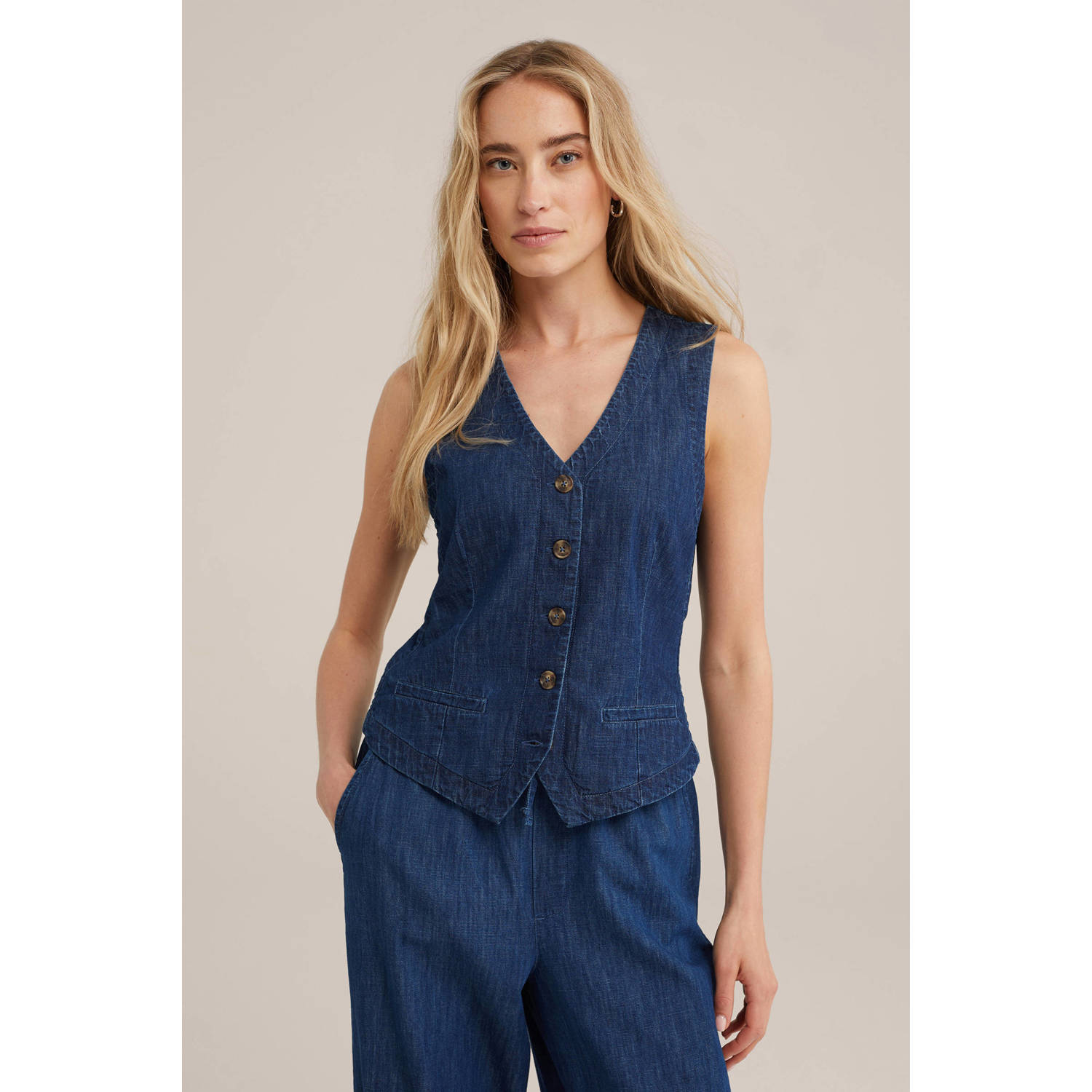 WE Fashion Blue Ridge gilet dark blue denim