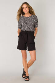 thumbnail: Zwarte dames ES&SY straight fit short van polyester met regular waist, vetersluiting en effen