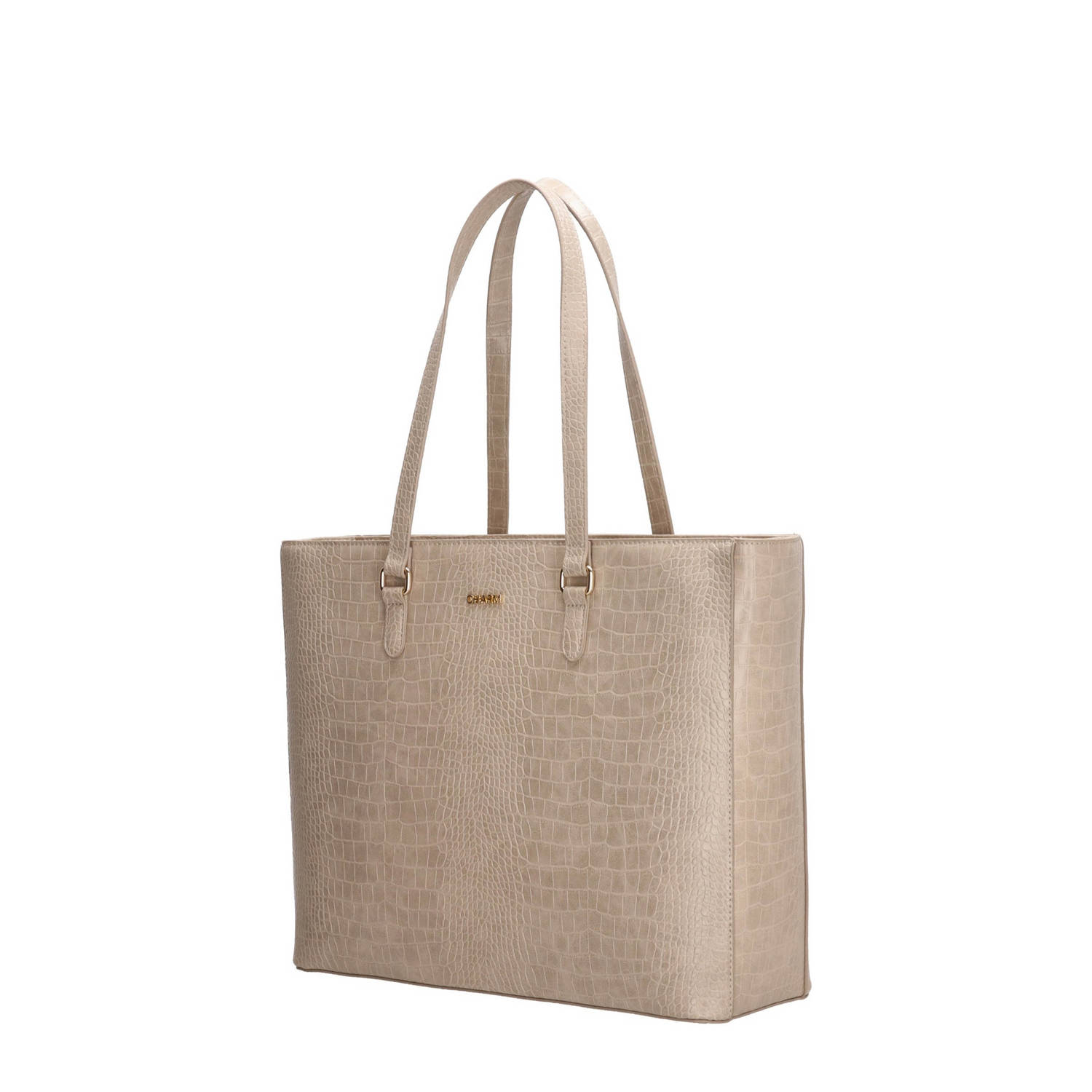 Charm London shopper Midwood met crocoprint beige