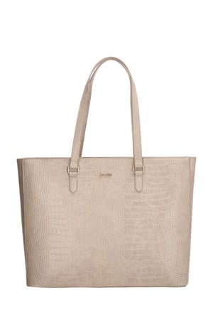 shopper Midwood met crocoprint beige