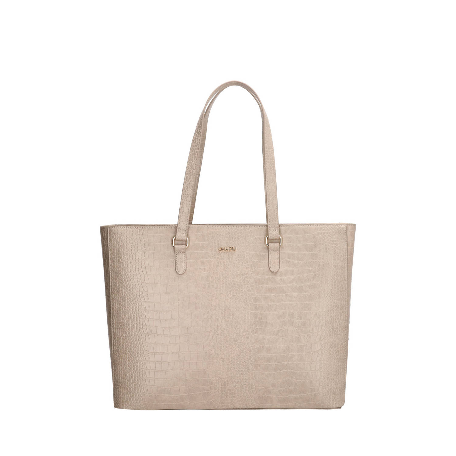 Charm London shopper Midwood met crocoprint beige