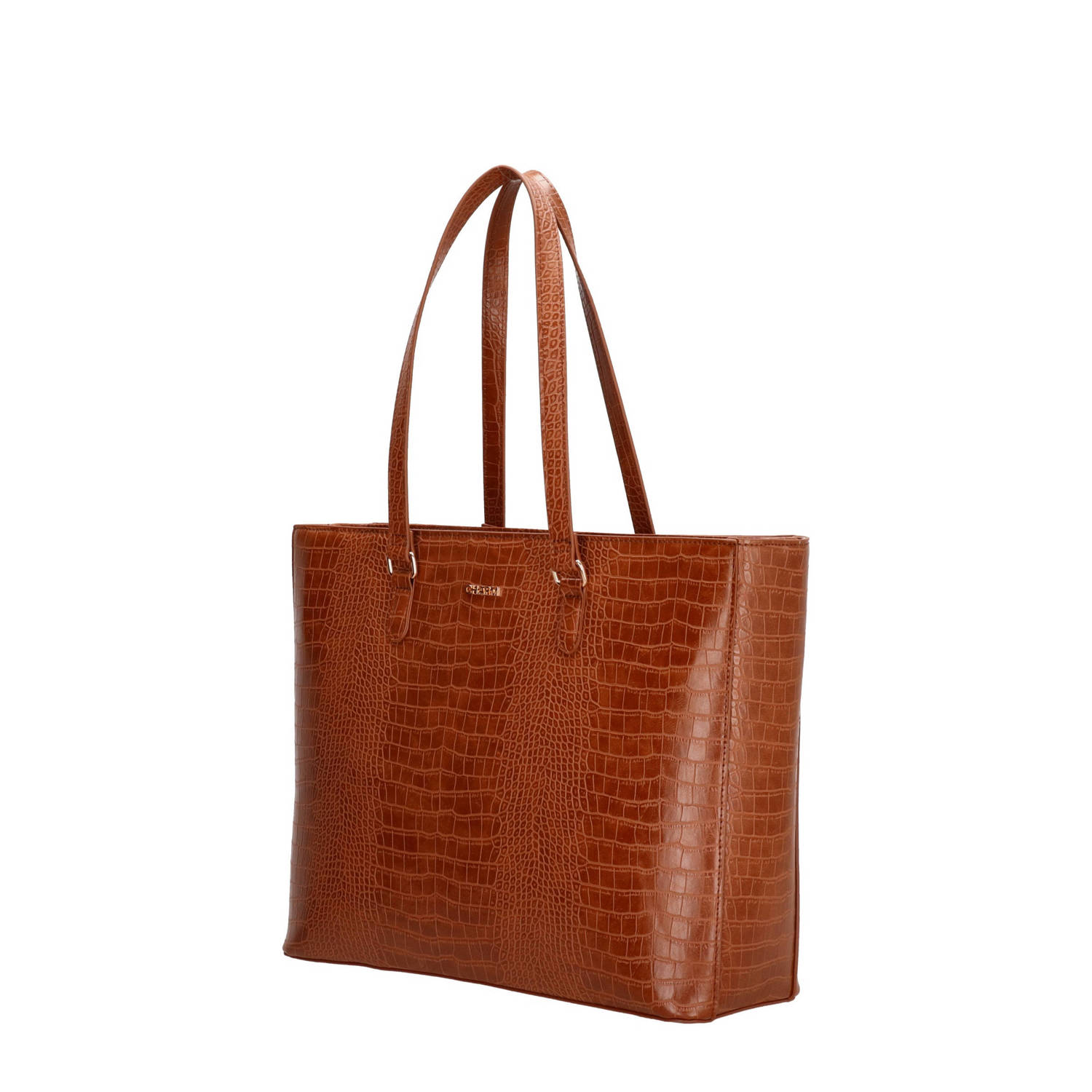 Charm London shopper Midwood met crocoprint cognac