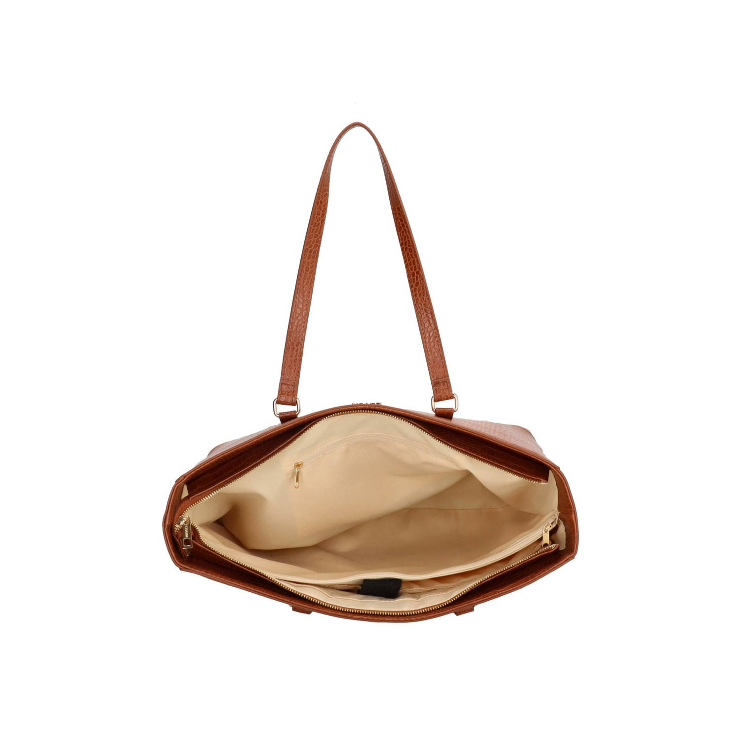 Charm London shopper Midwood met crocoprint cognac