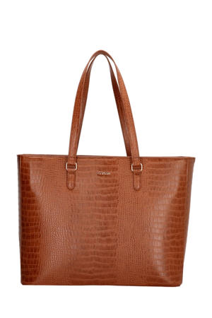 shopper Midwood met crocoprint cognac