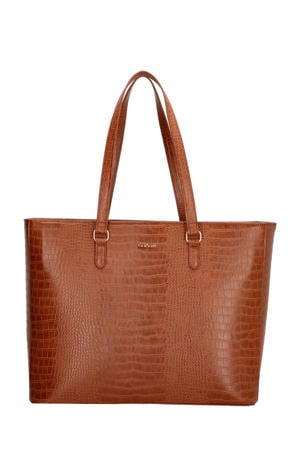 shopper Midwood met crocoprint cognac