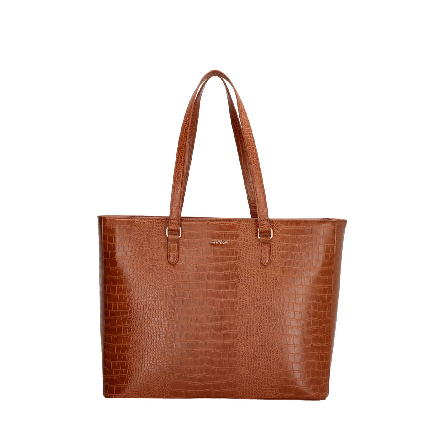 Charm London shopper Midwood met crocoprint cognac