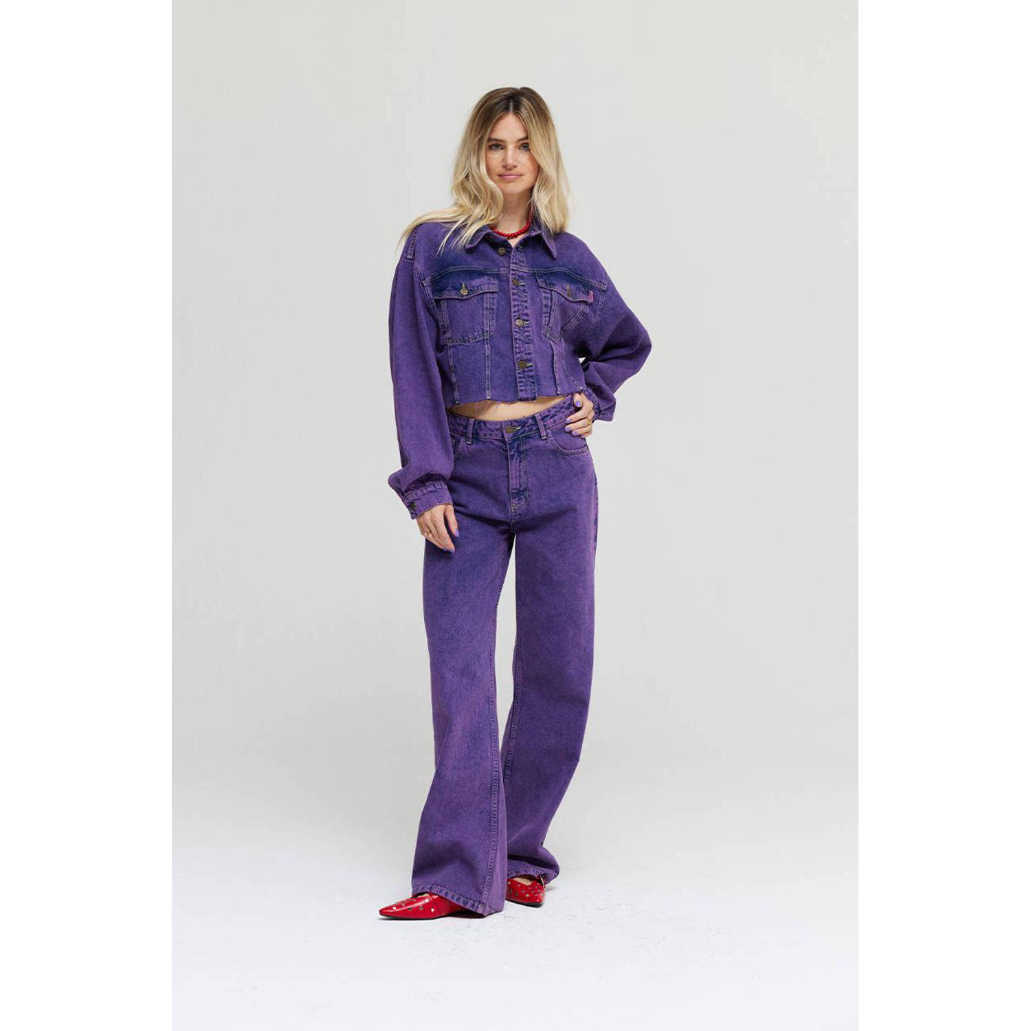 HARPER & YVE high waist wide leg jeans paars