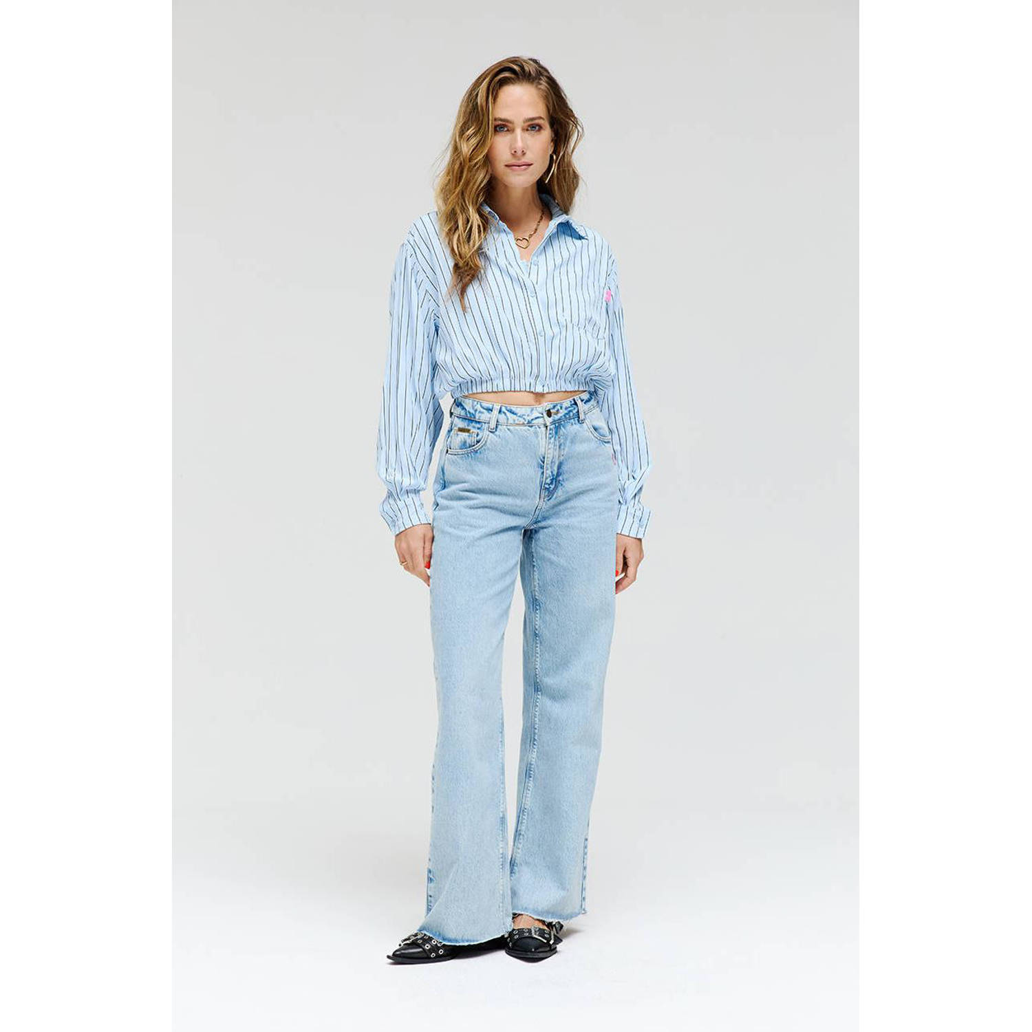HARPER & YVE high waist wide leg jeans light blue denim
