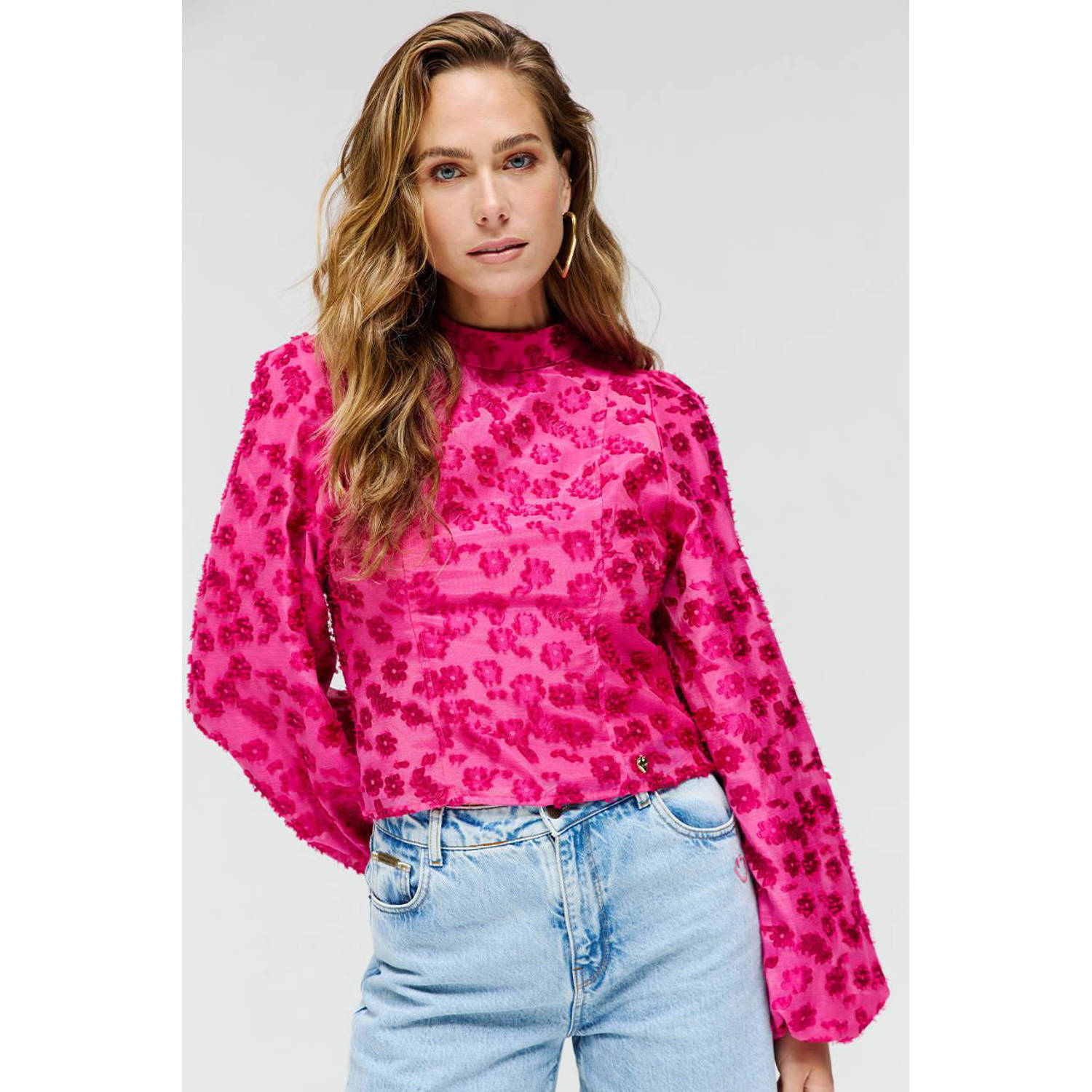 Harper & Yve Lange Mouw Blouse Floor Stijl Pink Dames